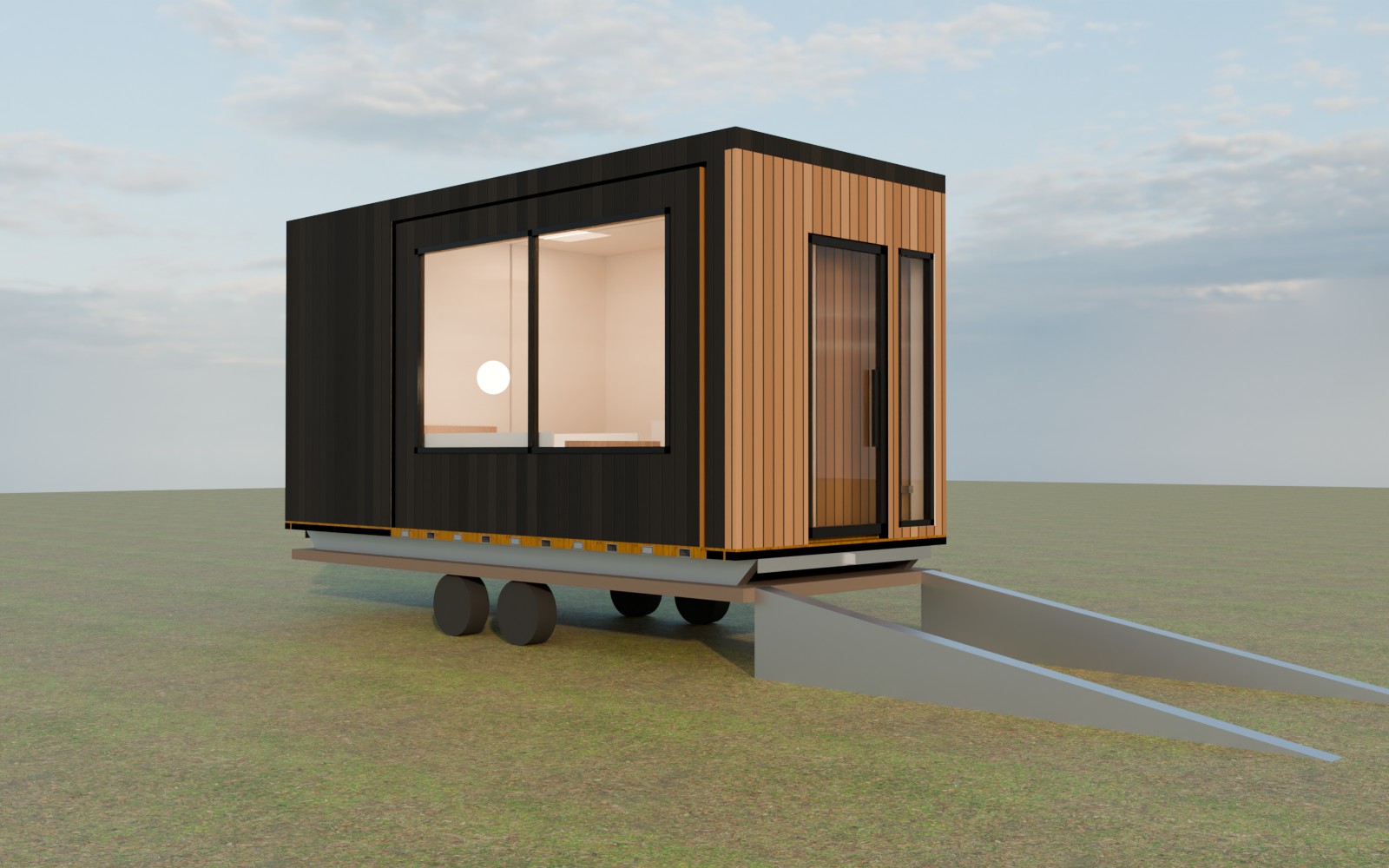 Ingeschoven unit op de aanhanger (impressie op basis van 3D-model)